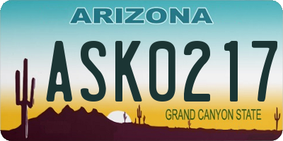 AZ license plate ASK0217