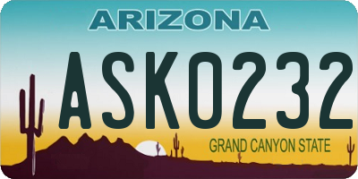 AZ license plate ASK0232