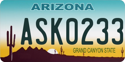 AZ license plate ASK0233