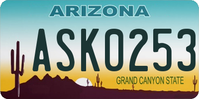 AZ license plate ASK0253