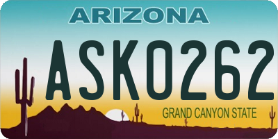 AZ license plate ASK0262