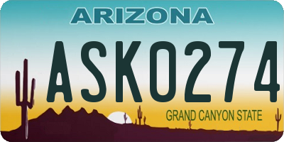 AZ license plate ASK0274