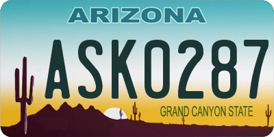 AZ license plate ASK0287