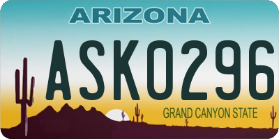 AZ license plate ASK0296