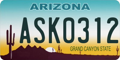 AZ license plate ASK0312
