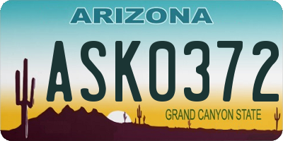 AZ license plate ASK0372
