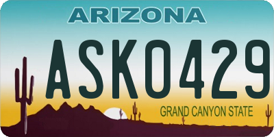 AZ license plate ASK0429