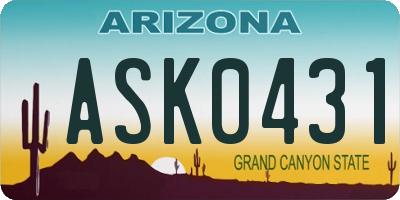 AZ license plate ASK0431