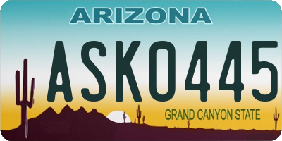 AZ license plate ASK0445
