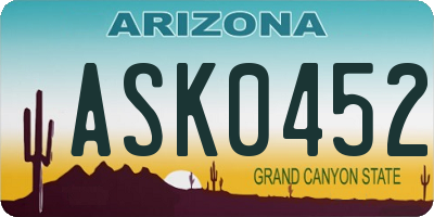 AZ license plate ASK0452