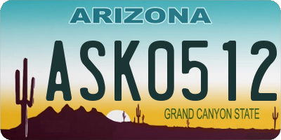 AZ license plate ASK0512