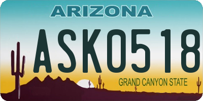AZ license plate ASK0518