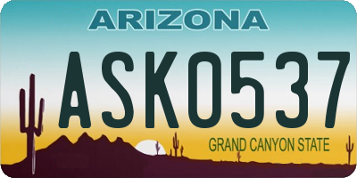 AZ license plate ASK0537