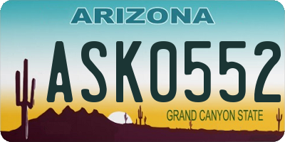 AZ license plate ASK0552