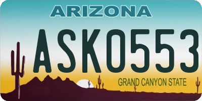 AZ license plate ASK0553