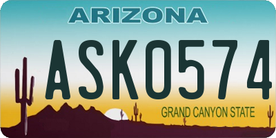 AZ license plate ASK0574