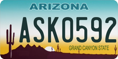AZ license plate ASK0592