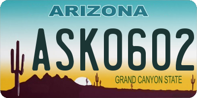 AZ license plate ASK0602