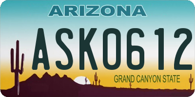 AZ license plate ASK0612