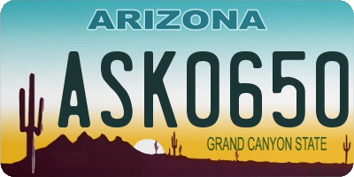 AZ license plate ASK0650