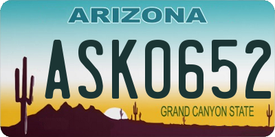 AZ license plate ASK0652