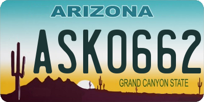 AZ license plate ASK0662