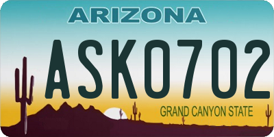 AZ license plate ASK0702