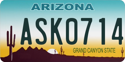 AZ license plate ASK0714
