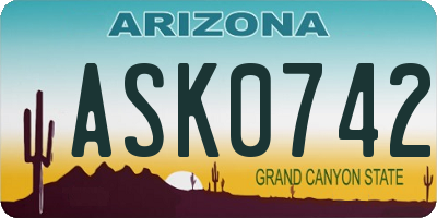 AZ license plate ASK0742