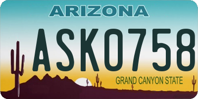 AZ license plate ASK0758