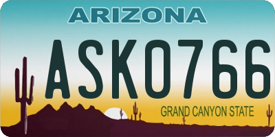 AZ license plate ASK0766