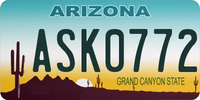 AZ license plate ASK0772
