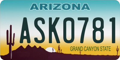 AZ license plate ASK0781