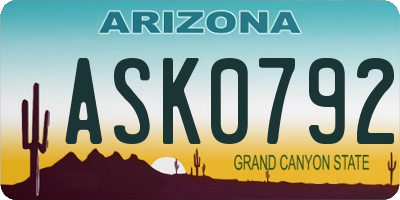 AZ license plate ASK0792