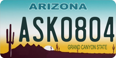 AZ license plate ASK0804
