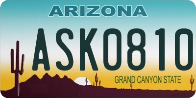 AZ license plate ASK0810