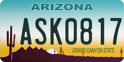 AZ license plate ASK0817