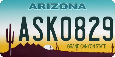 AZ license plate ASK0829