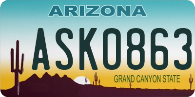 AZ license plate ASK0863