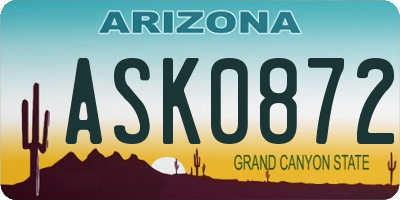AZ license plate ASK0872