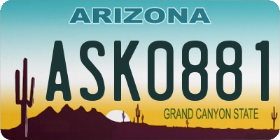 AZ license plate ASK0881