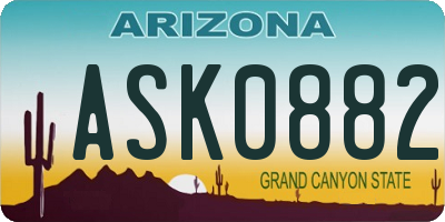 AZ license plate ASK0882
