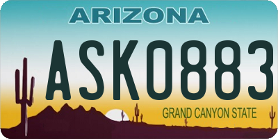 AZ license plate ASK0883