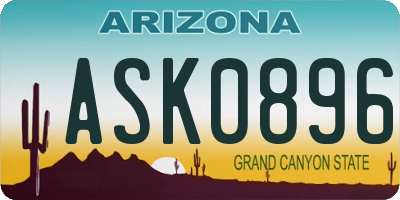 AZ license plate ASK0896