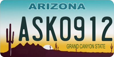AZ license plate ASK0912