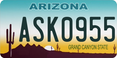 AZ license plate ASK0955
