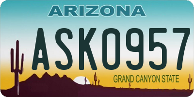 AZ license plate ASK0957