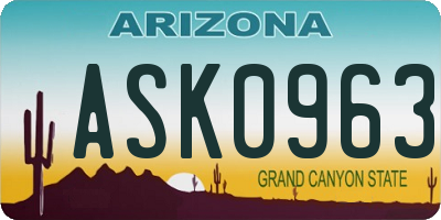 AZ license plate ASK0963