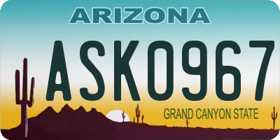 AZ license plate ASK0967