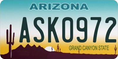 AZ license plate ASK0972